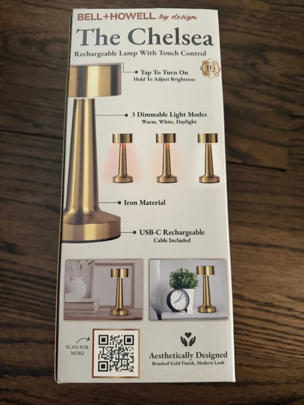 3 -Chelsea Rechargeable LED Touch Lamps in Gold